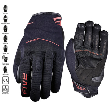 FIVE RS4 EVO Gloves Black/Fluro Red