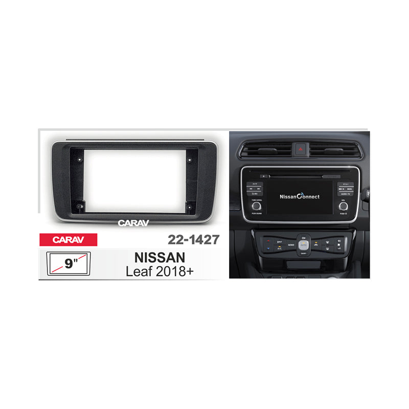 FITTING KIT 9" DASH NISSAN LEAF 2018 ON (BLACK WITH SILVER TRIM)