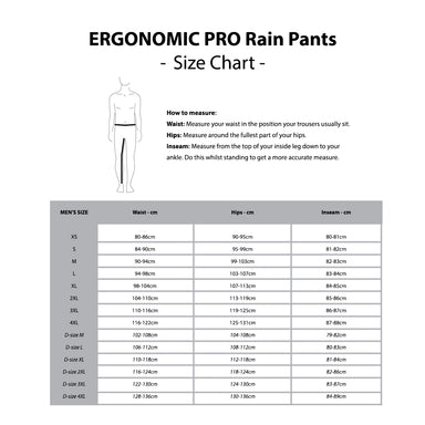 ERGO PRO Size Chart - Mens Pants