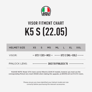 AGV K5 S 22.05 VISOR & PINLOCK FITMENT