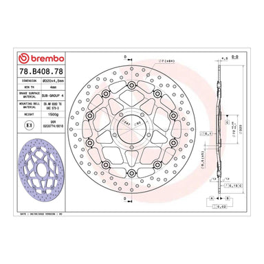 Brembo Prime Serie Oro Front Brake Disc 78B40878