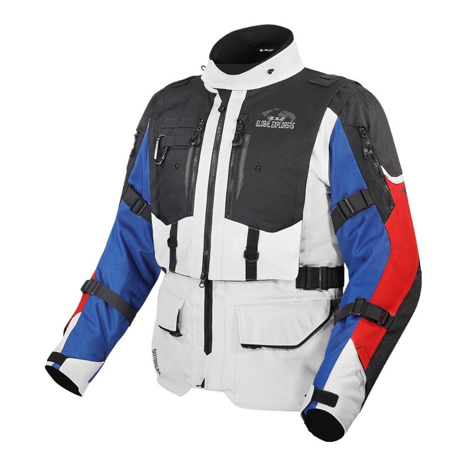 LS2 Breakout Mens Jacket - Grey/Blue/Red (L)