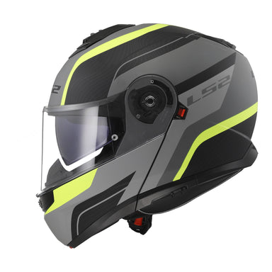 LS2 FF908 Strobe II Monza Flip Front Helmets - Matte Black / Hi-Vis Yellow 06