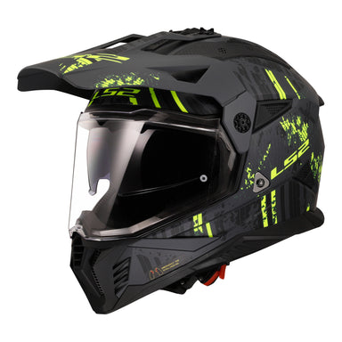 LS2 MX702 Pioneer II Crazy - Matte Black / Grey / Hi-Vis Yellow