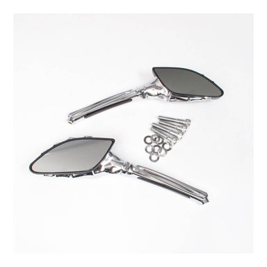 Whites Mirror - Universal Skeleton Hand Chrome / Black Harley (Pair)