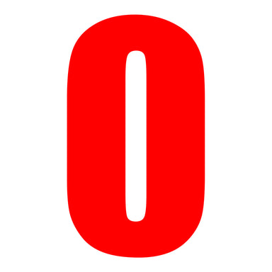 Whites Race Number - Red #0 (10 Pack)