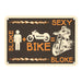 Oxford Garage Metal Sign: Bloke Man + Bike = Sexy Bloke