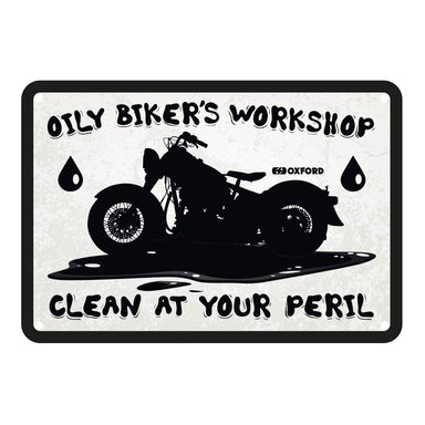 Oxford Garage Metal Sign: Oily Biker's Workshop