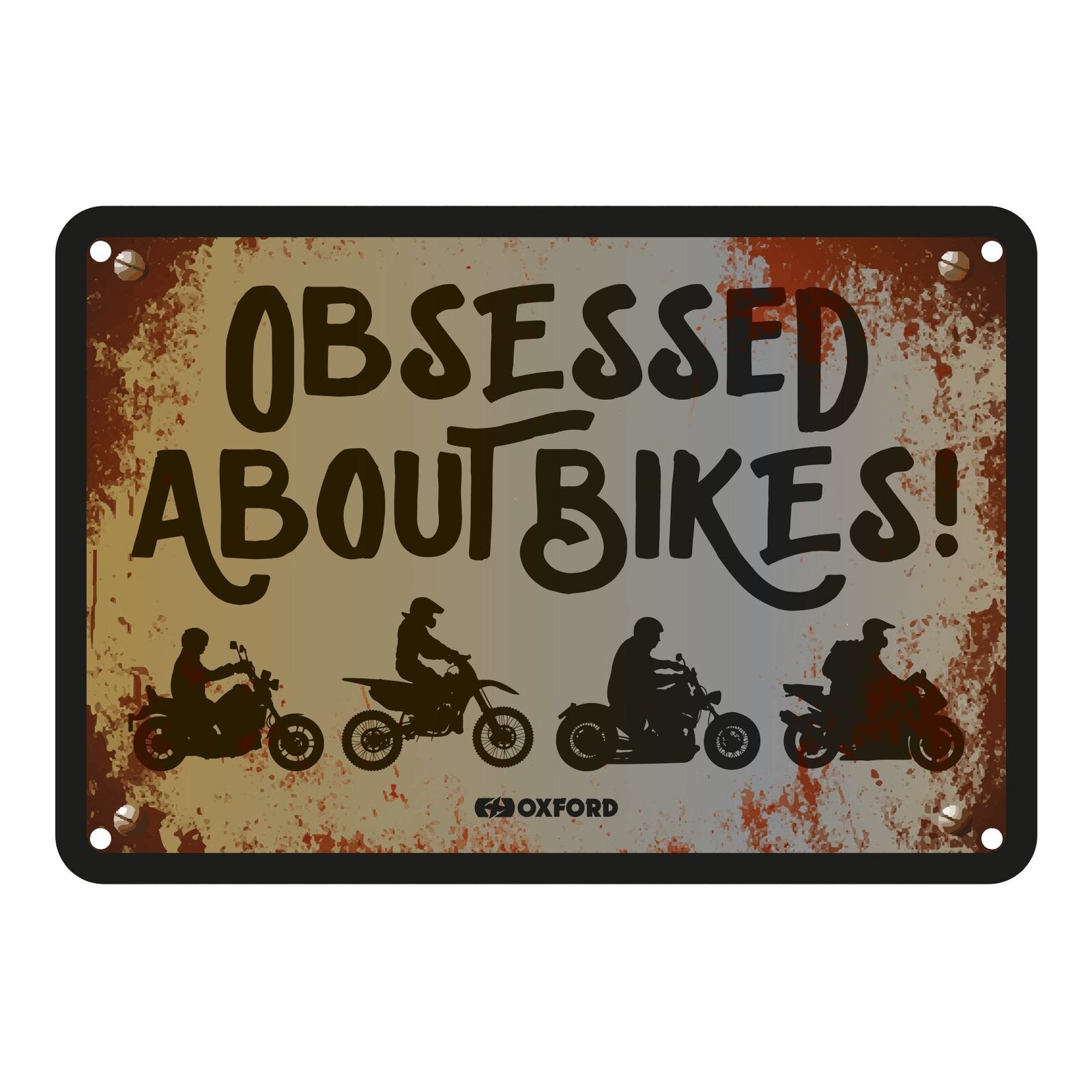 Oxford Garage Metal Sign: Obsessed About Bikers