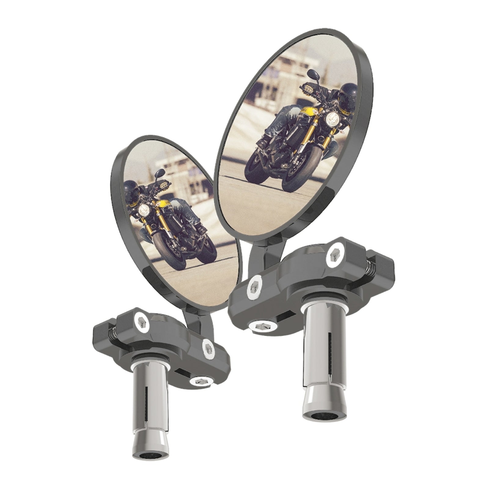 Oxford Bar End Mirrors - Silver (Pair)