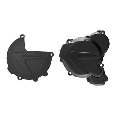 CLUTCH & IGNITION COVER PROTECTOR KIT KTM/HUSQ 17-21 BLACK