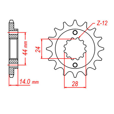 MTX 1372 Steel Front Sprocket #525