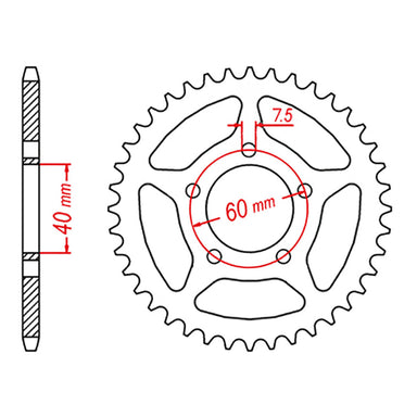 Sprocket Rear MTX 40T KTM 50 #415