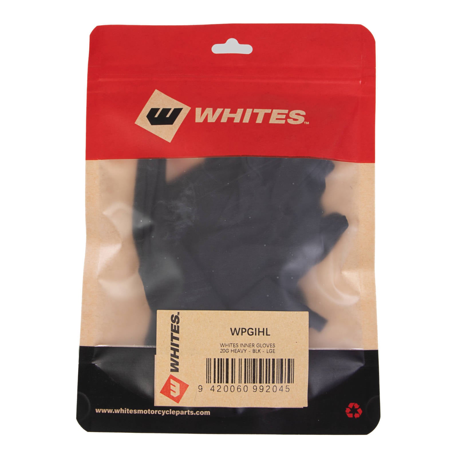 WHITES INNER GLOVES 20G HEAVY - BLK - LGE