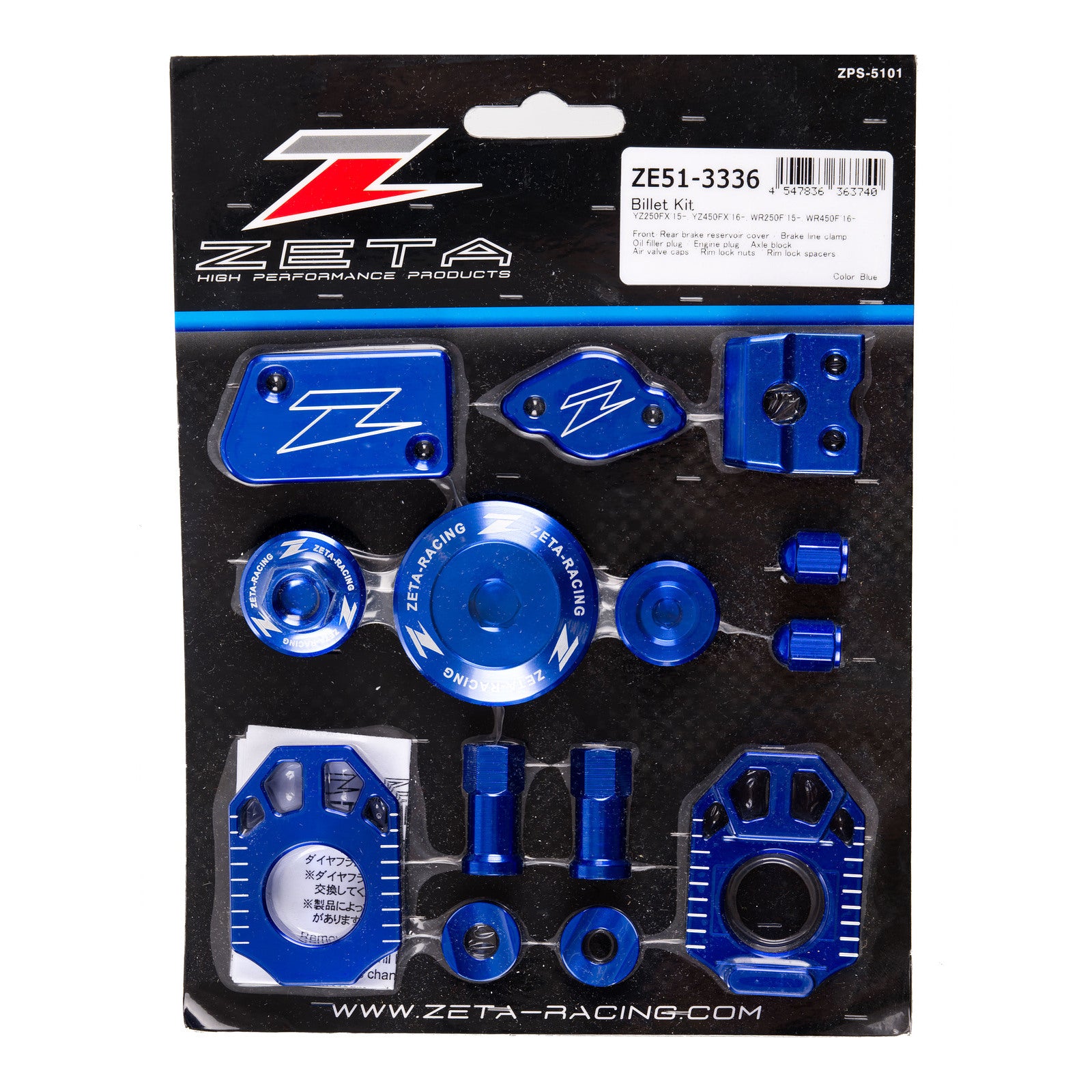 Zeta Billet Kit YZ250/450FX - Blue