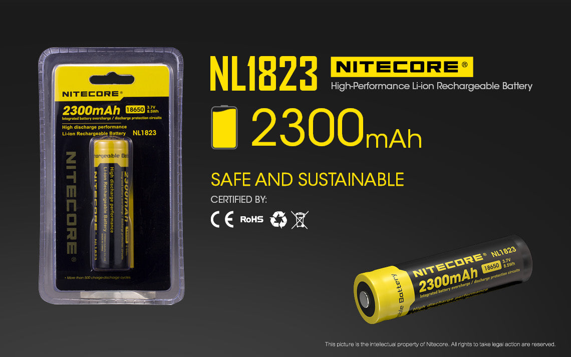 NITECORE LI-ION RECHARGEABLE BATTERY 18650 (3.7v / 2300mAh)