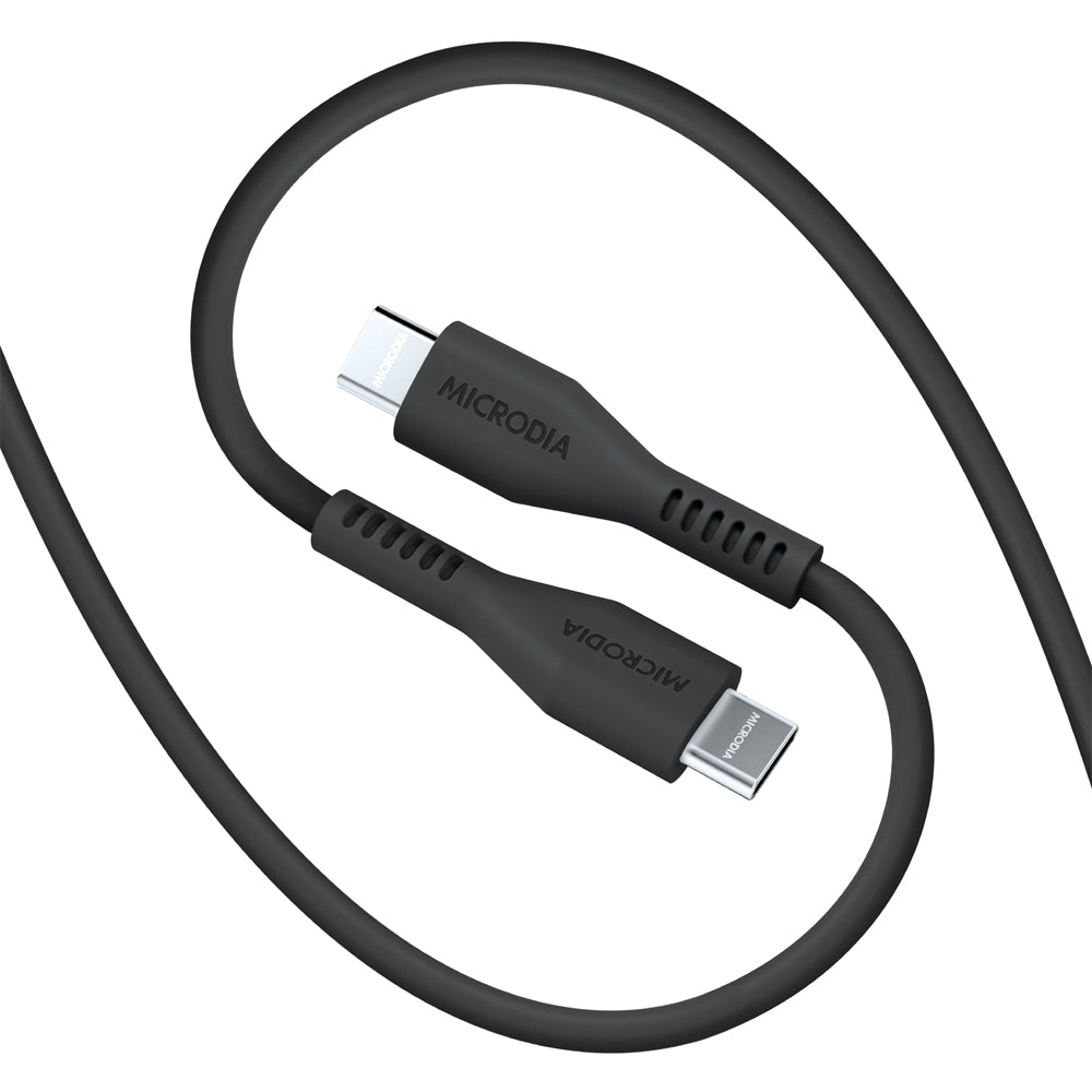 MICRODIA FRUITYWIRE LIQUID SILICON PD100W 2.6M USB-C TO USB-C CABLE - CHARCOAL
