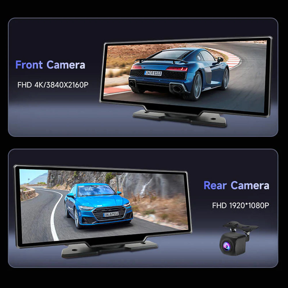 OTTOCAST CARPLAY & ANDROID AUTO WIRELESS SCREEN 10" WITH 2K FRONT CAMERA + REAR CAMERA