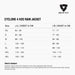 Size chart for REVIT Cyclone 4 H2O Rain Jacket