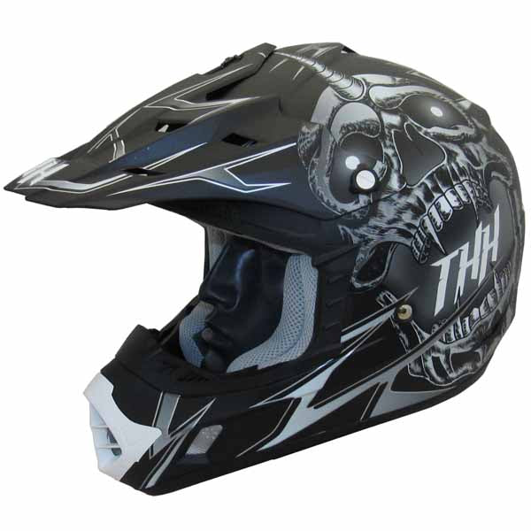 TH-TX12-MB-size - THH TX12 Matt Black/Grey #18 offroad/dirt helmet